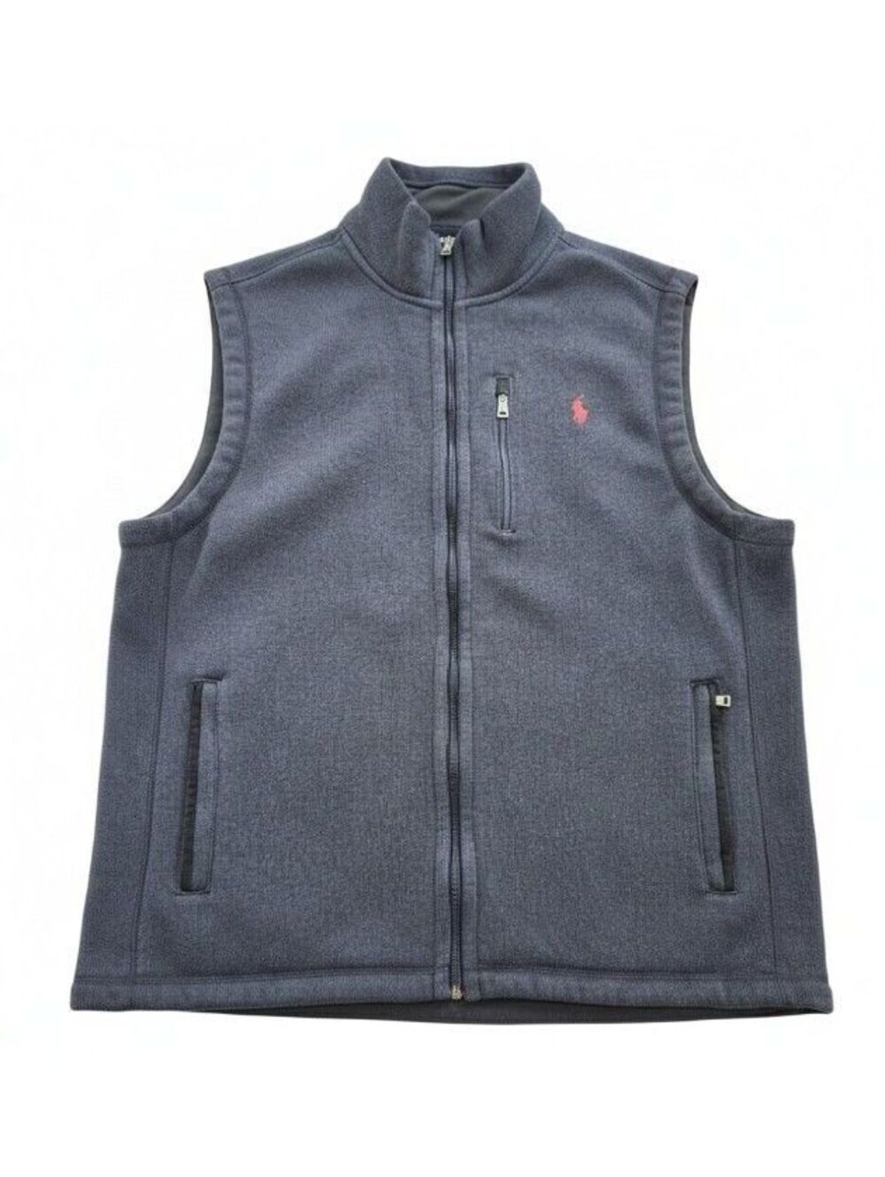 Polo Ralph Lauren Performance Fleece Vest Mens XL Navy Blue Mock Neck Full Zip
